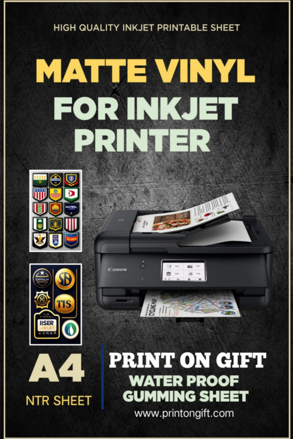 Matte Vinyl Sticker Paper for Inkjet Printer (A4)