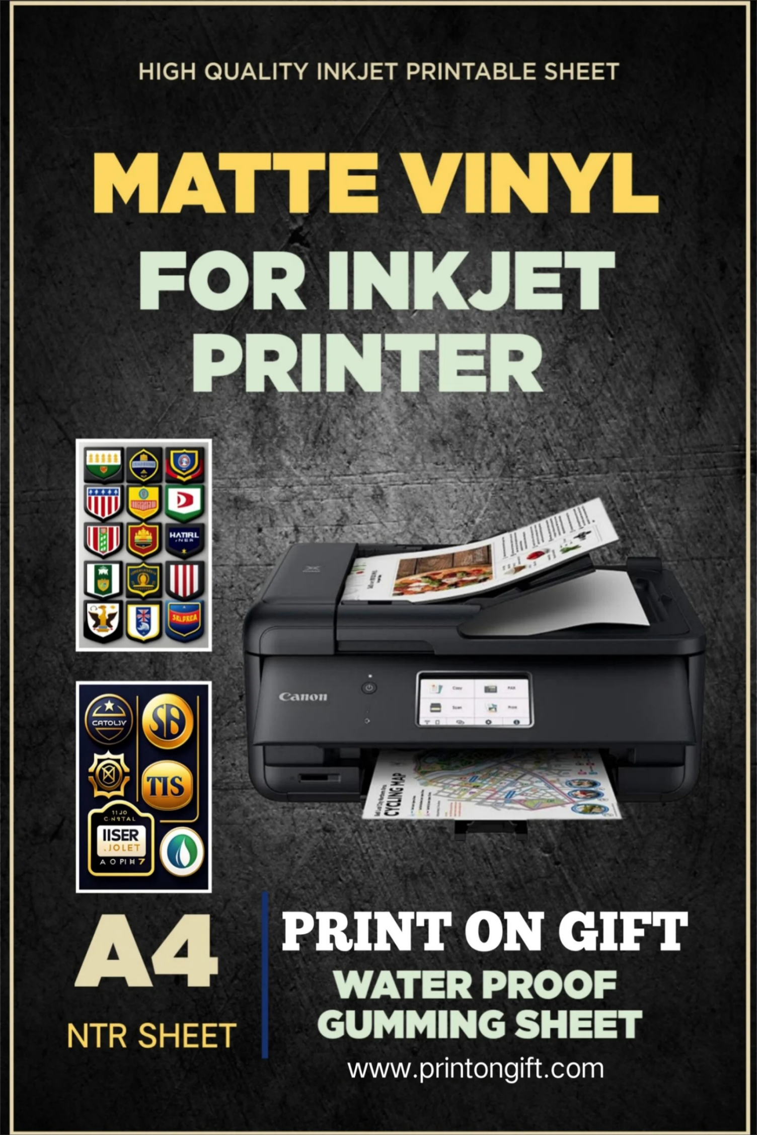 Matte Vinyl Sticker Paper for Inkjet Printer (A4)