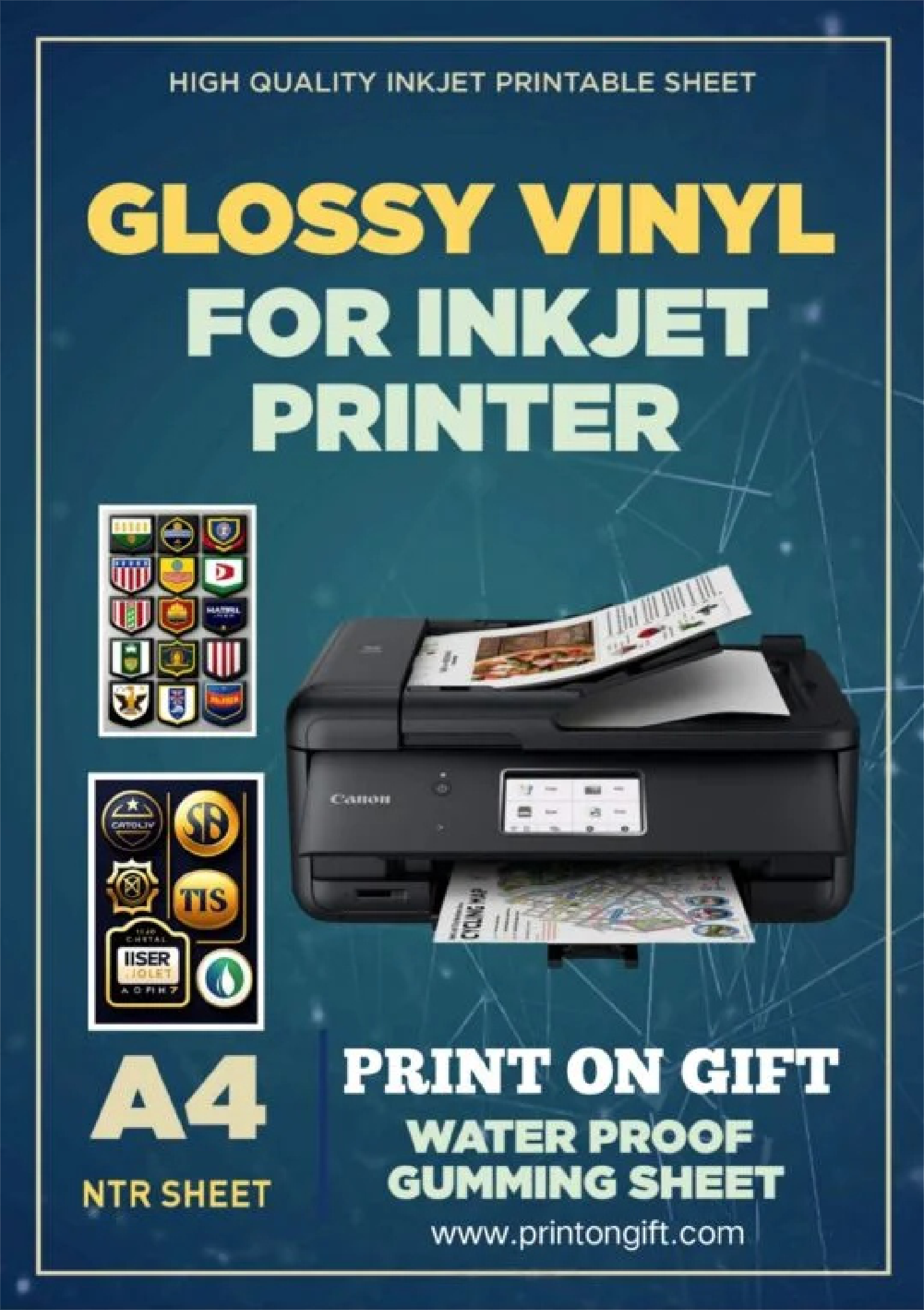 Glossy Vinyl Sticker Paper for Inkjet Printer (A4)