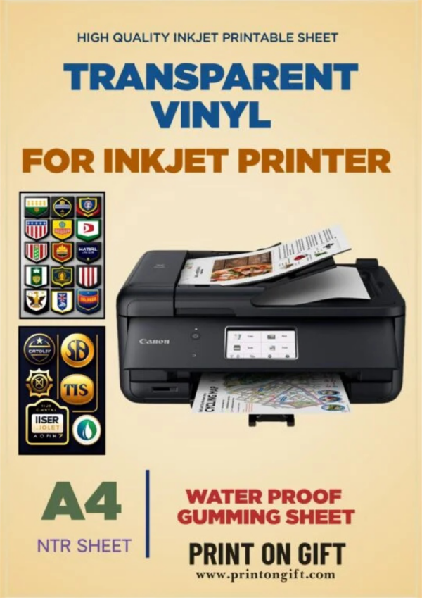 Transparent Vinyl Sticker Paper for Inkjet Printer (A4)