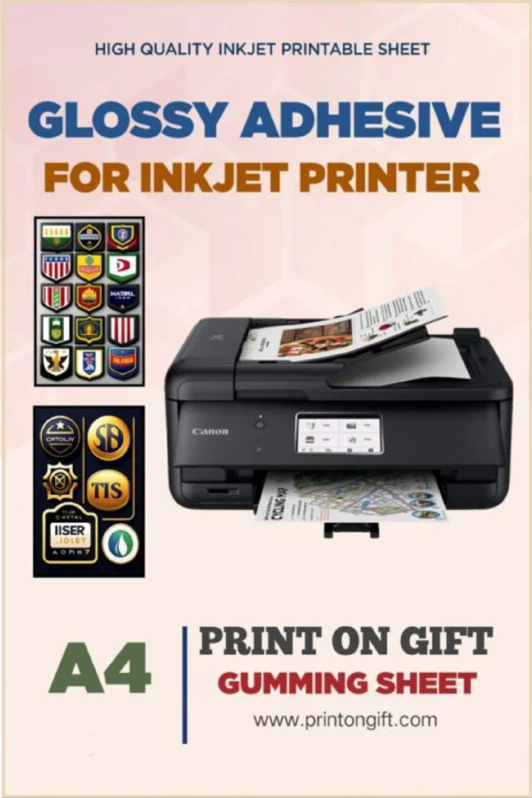 Glossy Adhesive Paper for Inkjet Printer (A4)