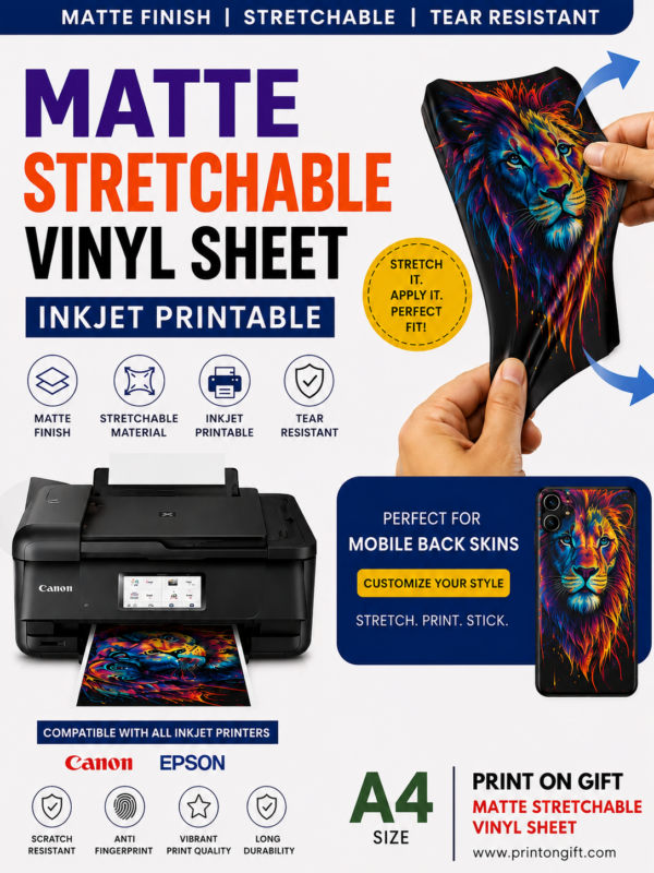 Matte Stretchable Vinyl Sticker Sheet for Inkjet Printer
